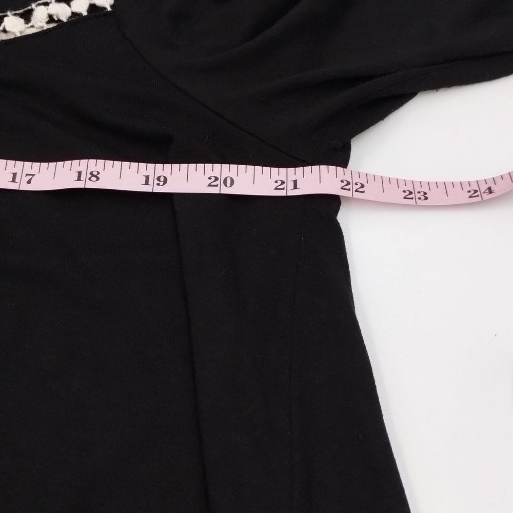 LAPIS black & ivory flowy crochet lace blouse wide sleeve size large - Picture 9 of 12